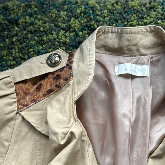 Virus y2k Leopard Print Trench Coat - Picture 4 of 5